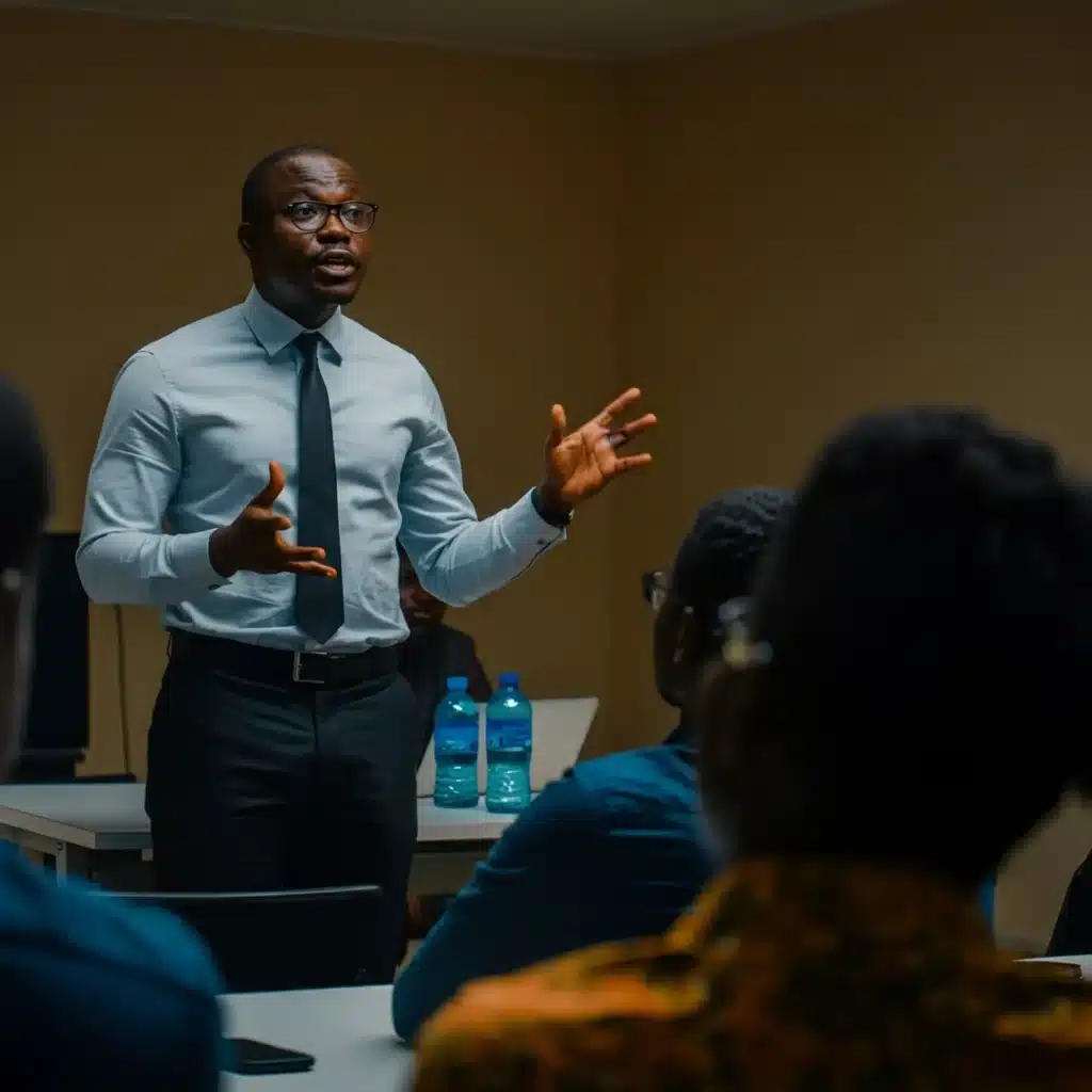 Person giving a presentation to an audience.