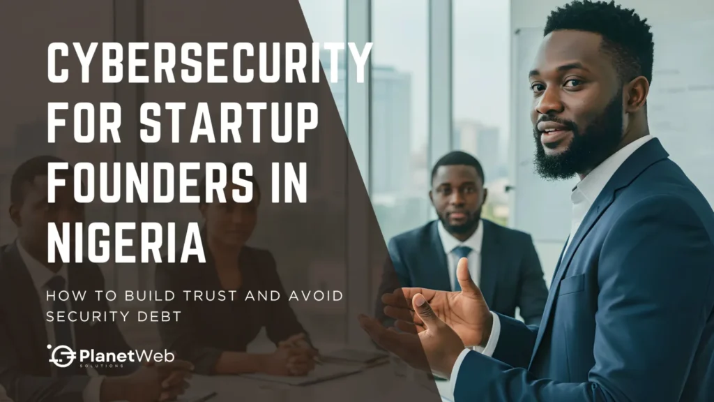 Engaging presentation on cybersecurity for startup founders in Nigeria in a modern office setting.
