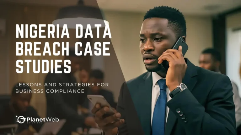 Man discussing Nigerian data breach case studies, emphasizing compliance strategies in data security.