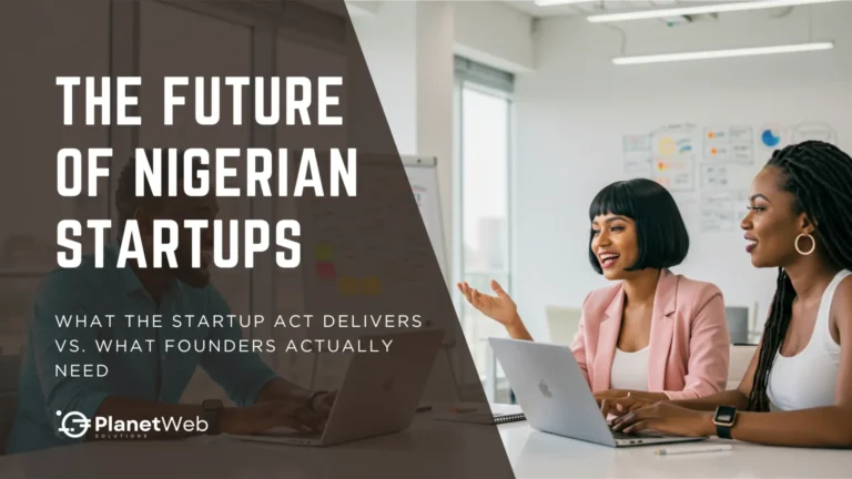 Strong women in Nigeria collaborate on the Future of Nigerian Startups in a modern office setting.
