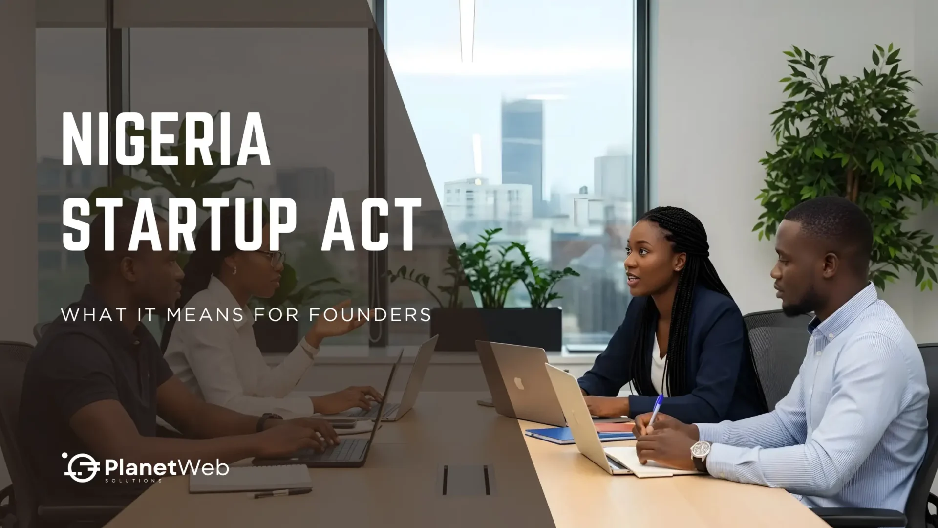 Nigeria Startup Act summary for founders, explaining startup legislation in modern business meeting room.