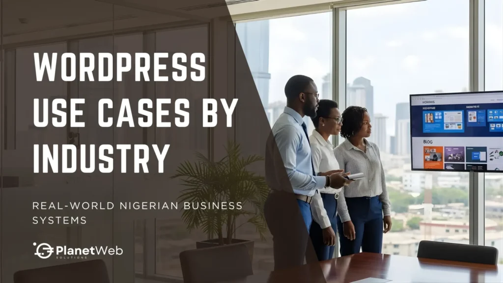 Modern office presentation on WordPress use cases for Nigerian businesses and industries.