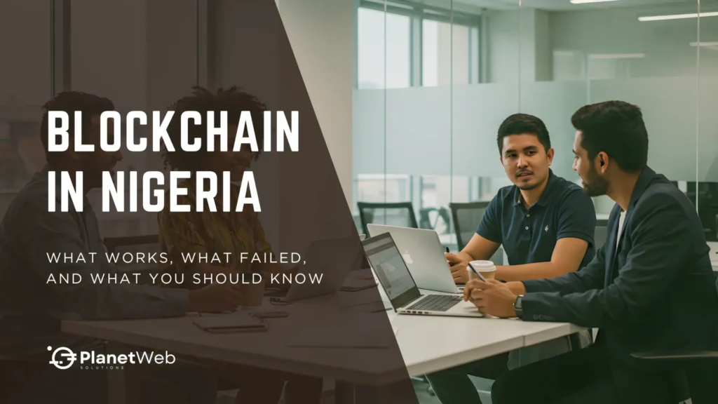 Business discussion on blockchain in Nigeria, highlighting successes and challenges.