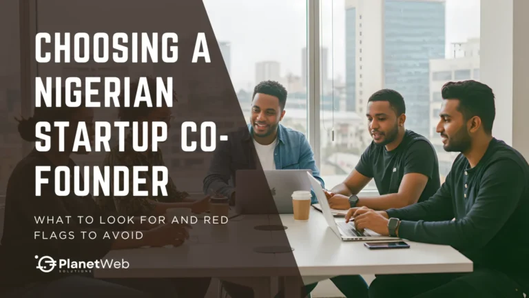 Discussion on choosing a Nigerian startup co-founder with diverse entrepreneurs in a modern setting.