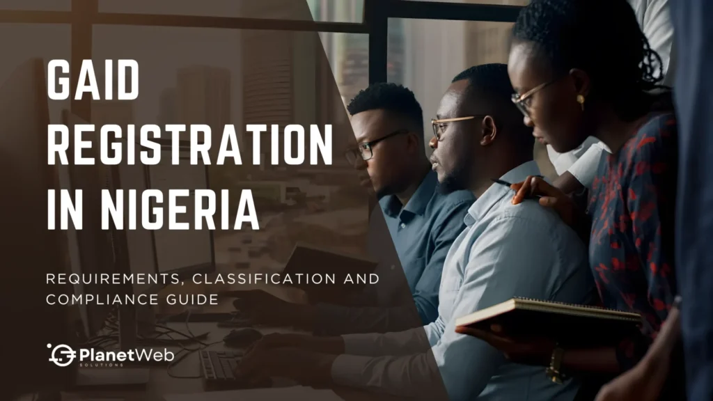 GAID registration in Nigeria on laptop with smartphone and Nigerian flag