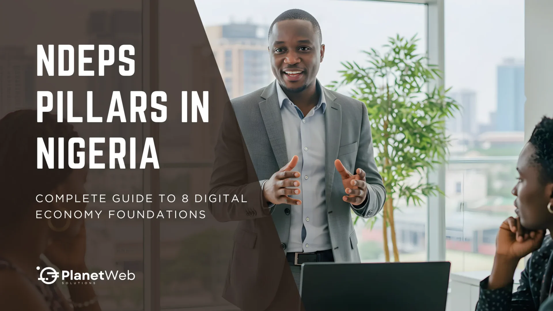 Engaging speaker discusses NDEPS pillars in Nigeria digital economy in a professional setting.