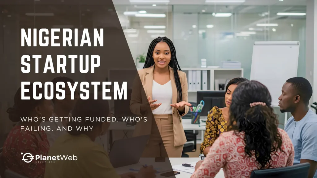 Professional gathering discussing Nigerian Startup Ecosystem in a modern office setting.