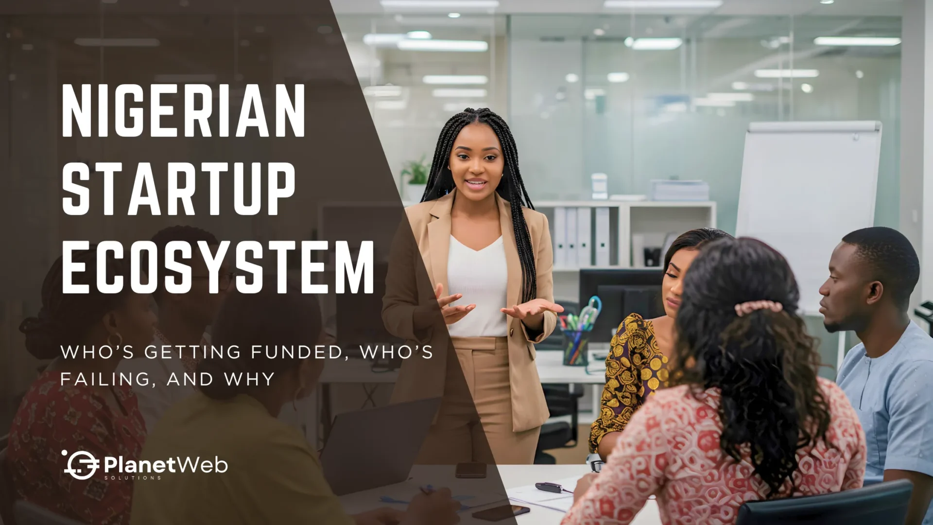 Professional gathering discussing Nigerian Startup Ecosystem in a modern office setting.