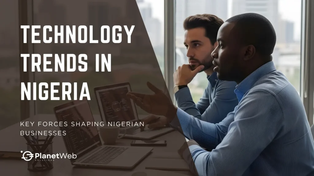Two professionals discussing technology trends in Nigeria