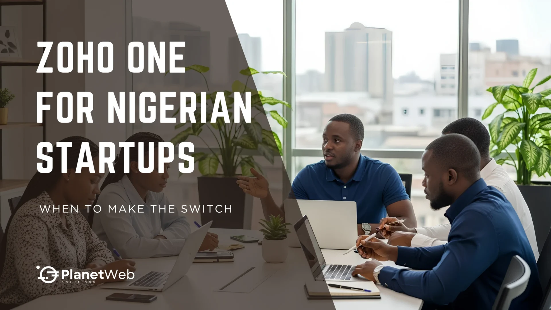Zoho One for Nigerian startups guide in a modern business meeting.