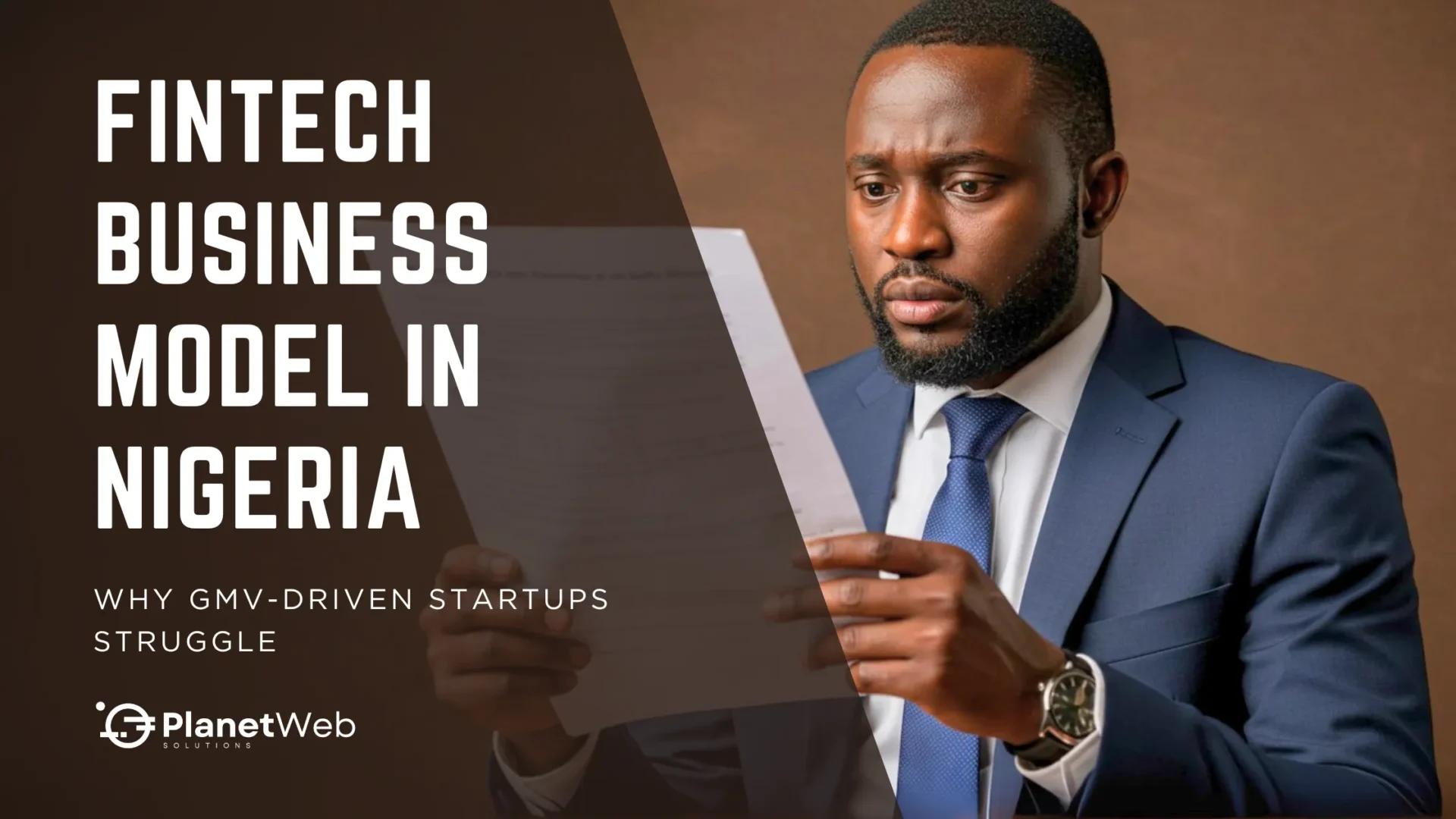 Professional man analyzing the fintech business model in Nigeria, addressing GMV-driven startup challenges.