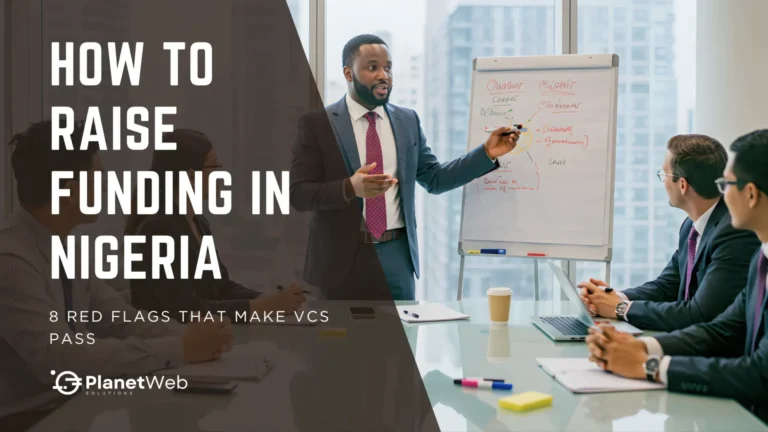 Professional meeting on How to Raise Funding in Nigeria, with a presenter discussing venture capital insights in a modern office.