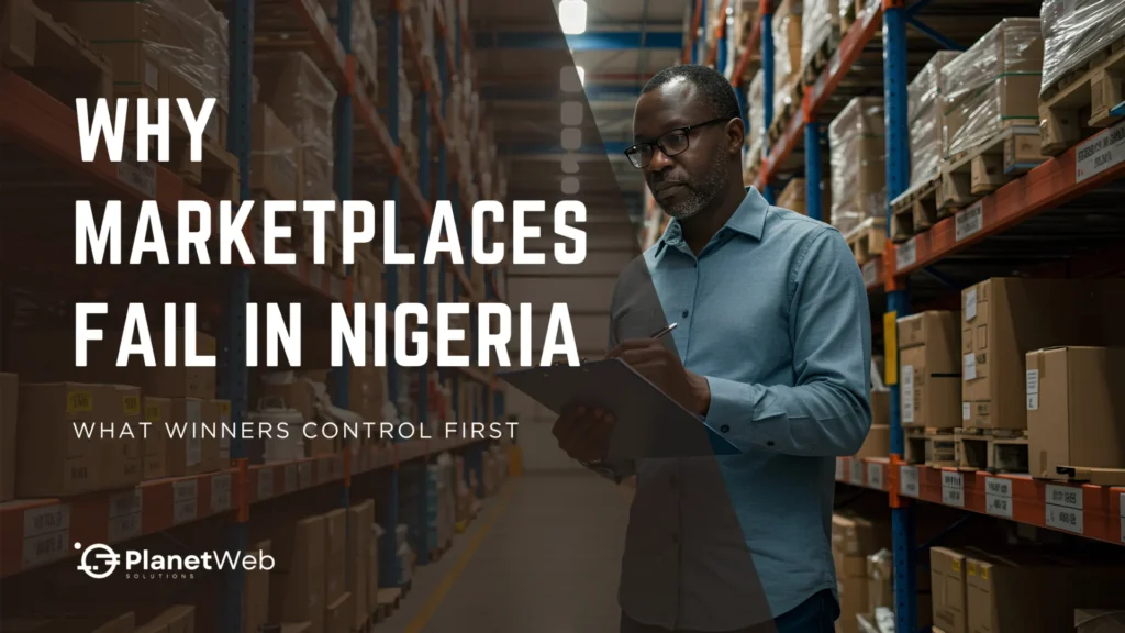 Why Marketplaces Fail in Nigeria warehouse strategy for Nigerian marketplaces, with inventory inspection and logistics operations.