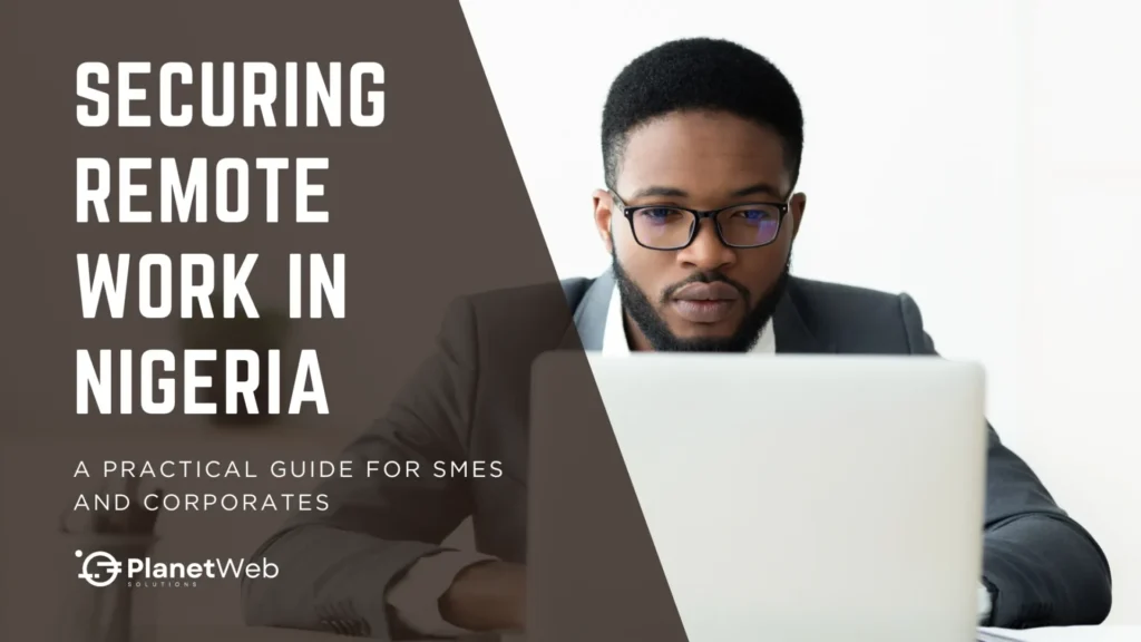 Professional man focused on laptop, Securing Remote Work in Nigeria for SMEs and corporates.
