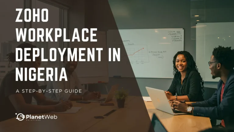 Group collaboration meeting on Zoho Workplace deployment in Nigeria.