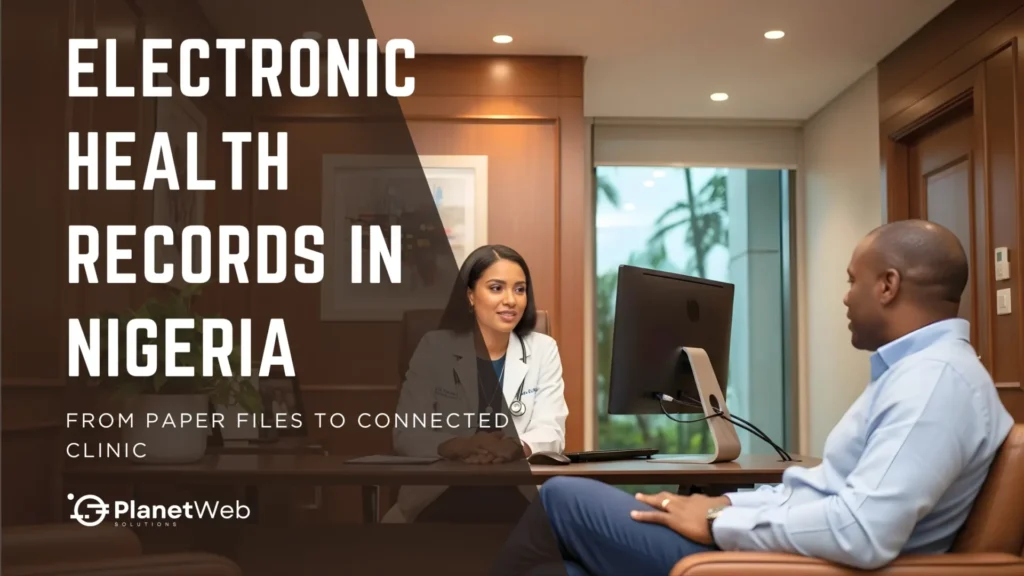 Modern clinic transitioning to Electronic Health Records in Nigeria for enhanced patient care.