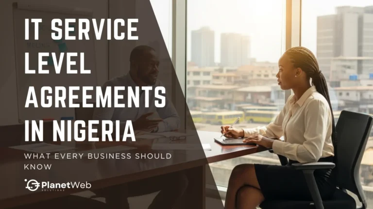 Professional meeting on IT service agreements in Nigeria, showcasing collaboration and strategic planning.