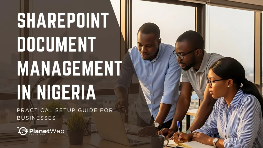 Collaboration in a modern office on SharePoint document management in Nigeria.