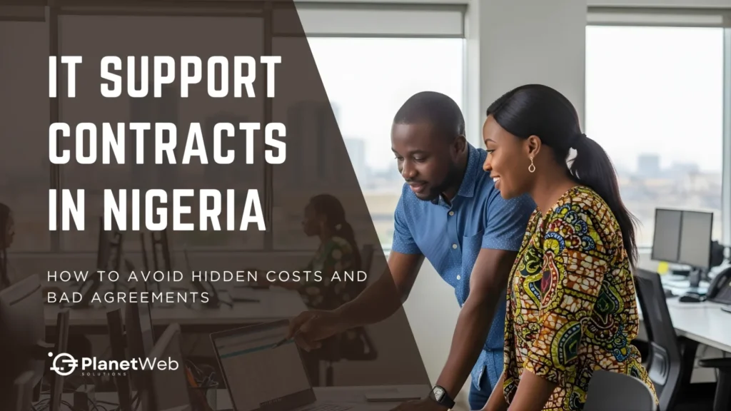 Professionals discussing IT support contracts in Nigeria, highlighting collaboration and cultural design.