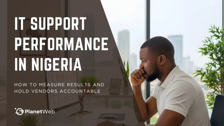 Modern office showcasing IT support performance in Nigeria with focus on productivity and accountability.