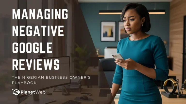 Woman contemplating strategies for managing negative Google reviews in a modern office setting.