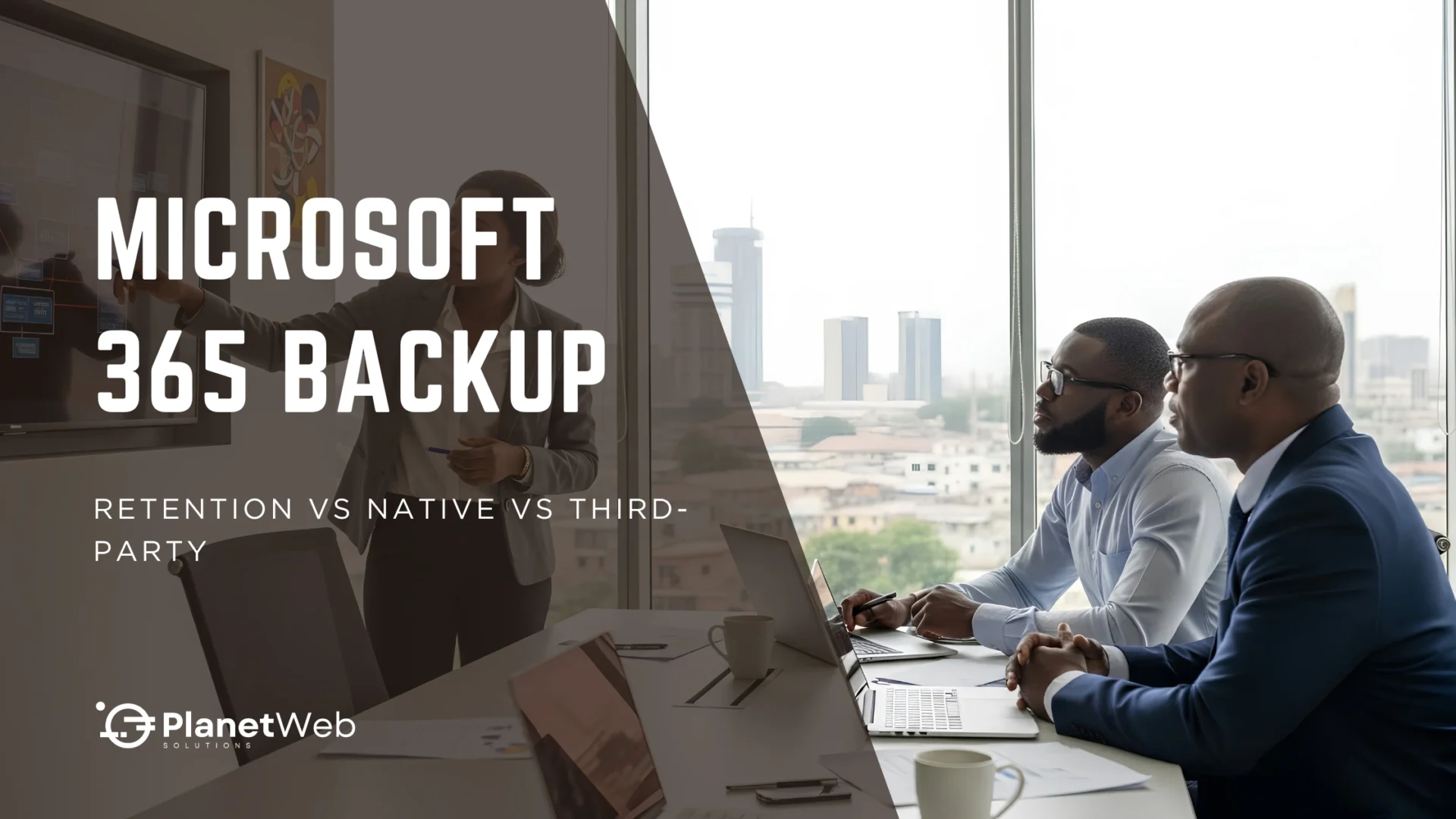 Microsoft 365 Backup webinar slide on retention vs native vs third-party.