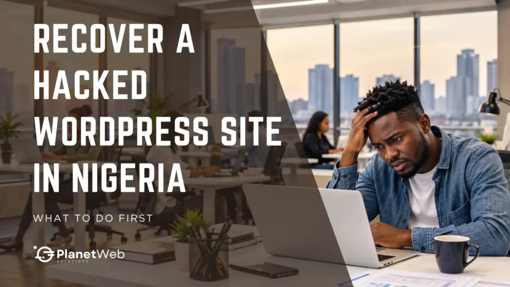 Recover hacked WordPress site in Nigeria: first steps for website security and fast restoration.