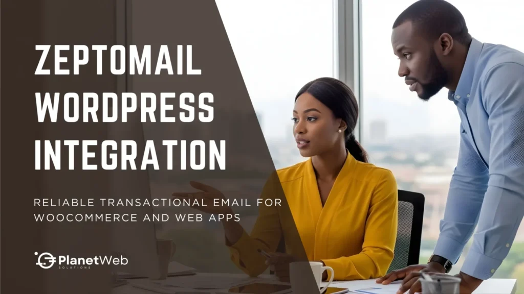 Engaged office collaboration discussing ZeptoMail WordPress integration for WooCommerce email solutions.