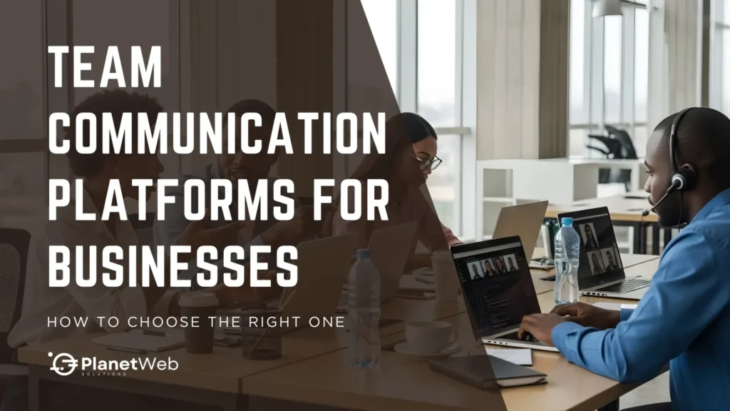 Team Communication Platforms in a modern office highlights effective communication strategies for businesses.