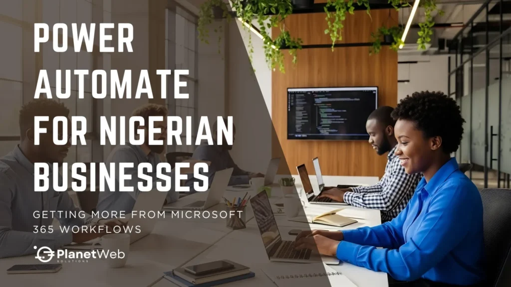 Power Automate for Nigerian businesses, Microsoft 365 workflow automation banner.