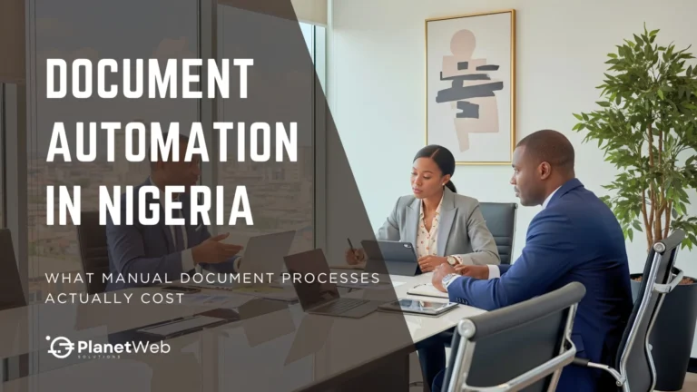 Document Automation in Nigeria with professionals discussing workflow efficiency.