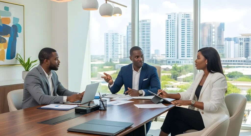 Professional Services IT Solutions team meeting in a modern office